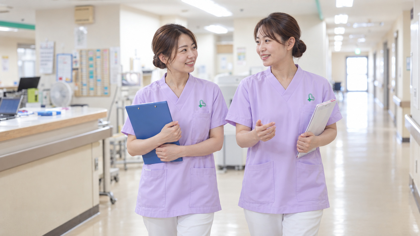 一緒に業務を確認している様子