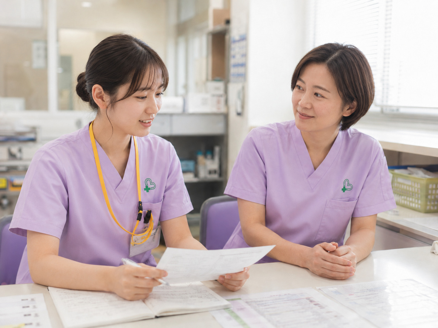 新人看護師の振り返りの様子
